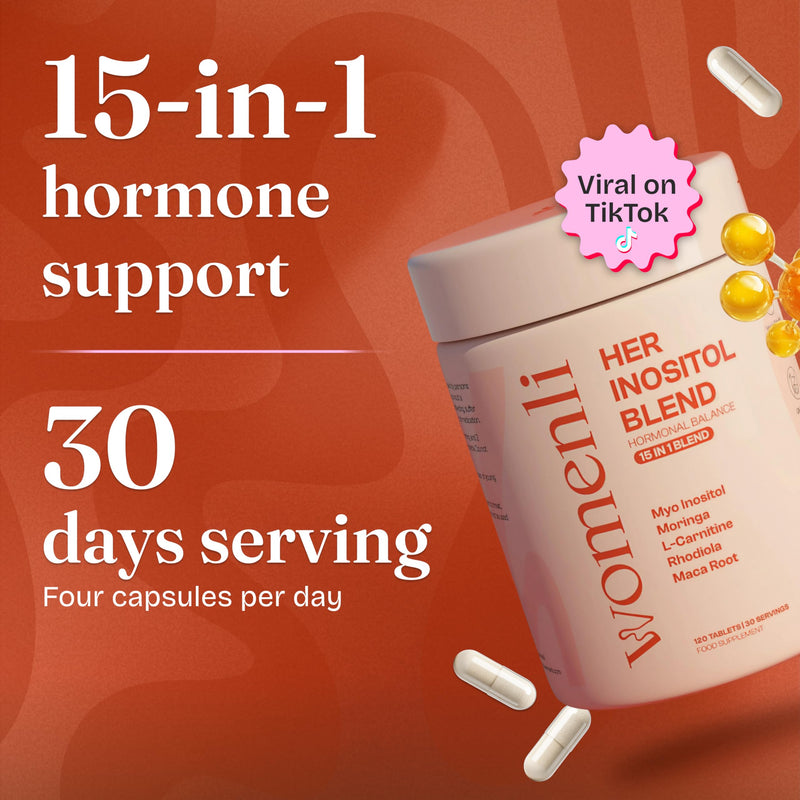 Her Inositol Blend - Myo-Inositol PCOS Supplement, 15-in-1 Formula with Folic Acid, Moringa, CoQ10, L-Carnitine, Dandelion Root & Rhodiola - 120 Vegan Capsules for Hormone Balance & Ovulation