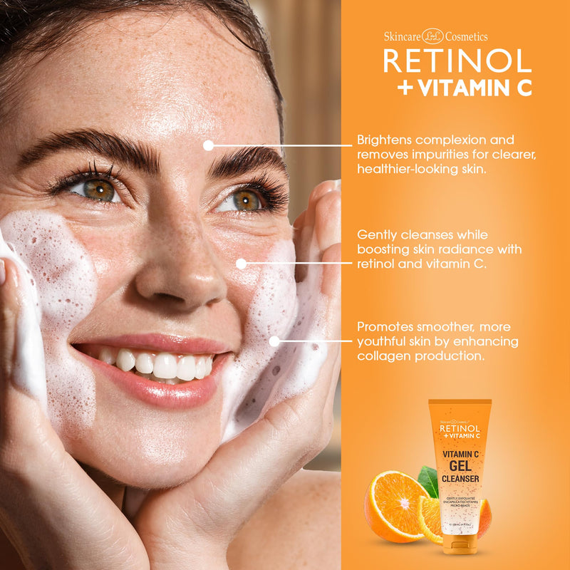 LIVAURA Retinol + Vitamin C Cleanser Face Wash, Brightens and Reduces Signs of Aging, Fine Lines and Uneven Texture, 4 Oz