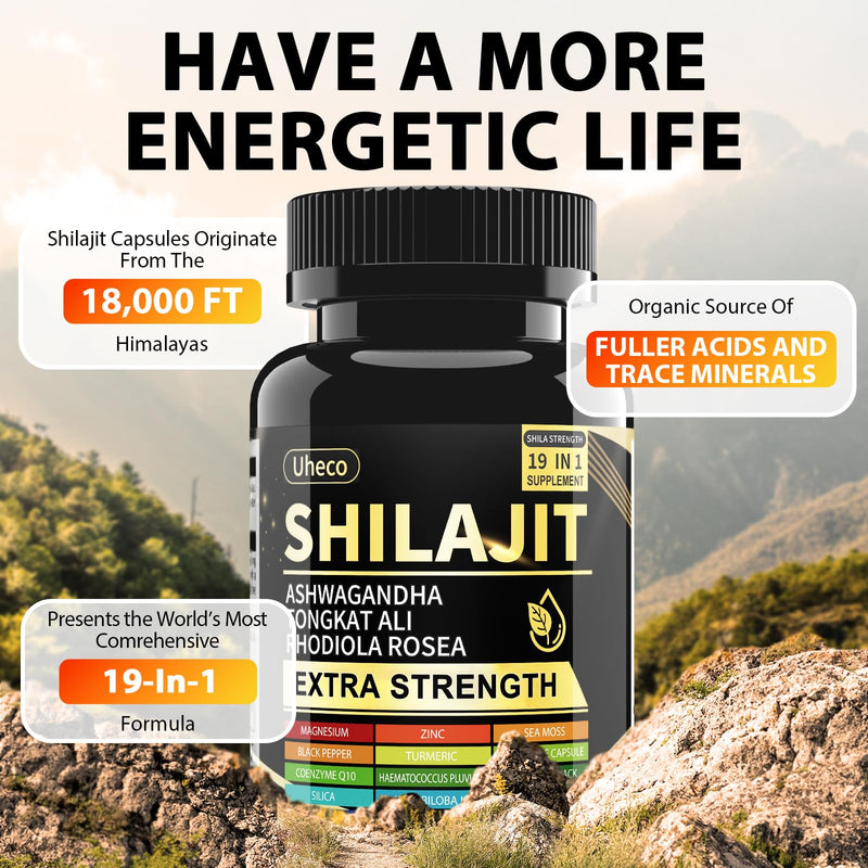 [Australia] - Shilajit Supplement with Sea Moss, Ashwagandha, Tongkat Ali - Shilajit Pure Himalayan Organic Fulvic Acid Capsules - 90 Count 1 Count (Pack of 90) 