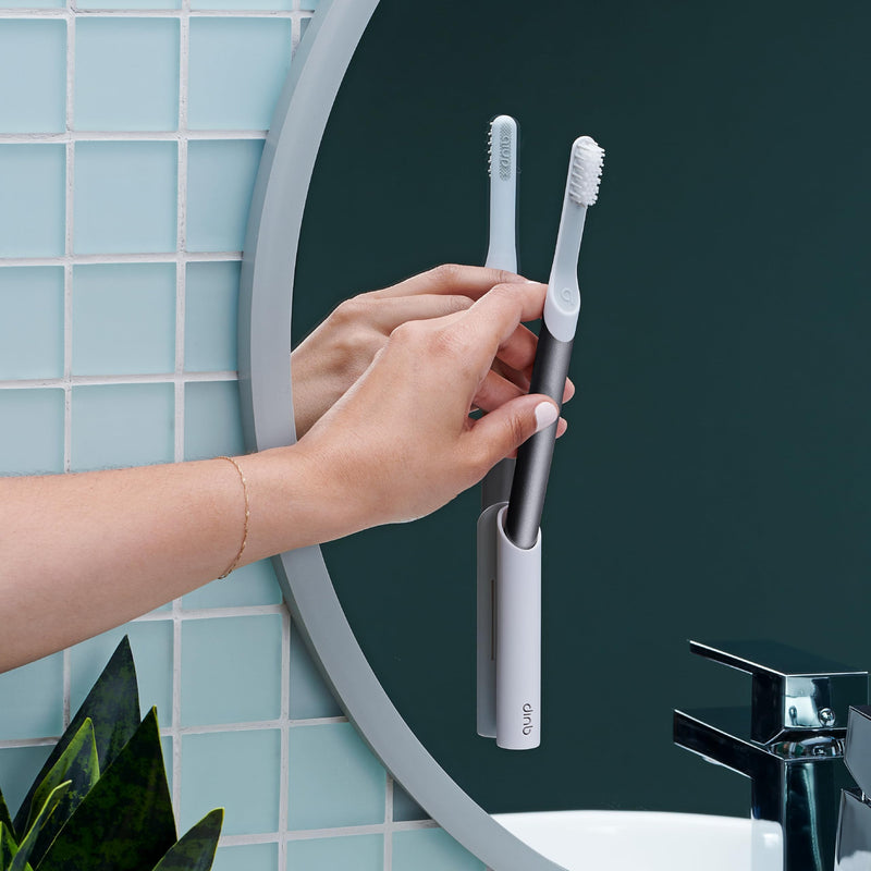 [Australia] - Quip Sonic Toothbrush for Adults - Timed Electric Toothbrush with Cover - Replaceable Brush Head, Soft Bristles, Metal Handle, 3 Month Battery Life - Travel Toothbrush - Slate 