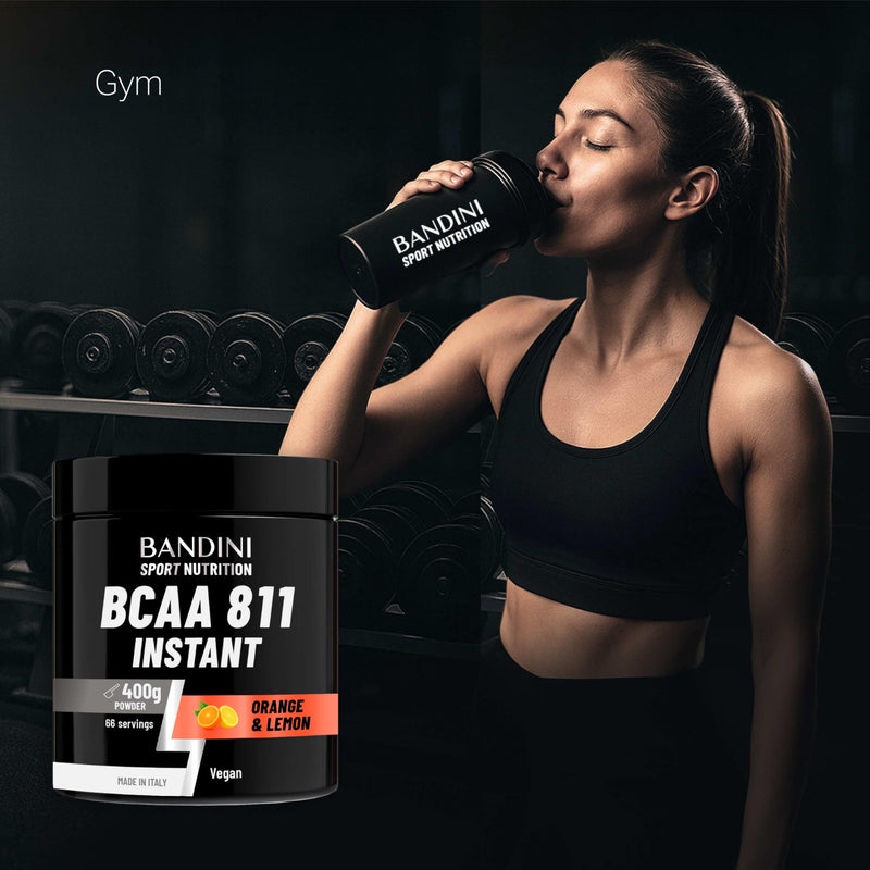 Bandini® BCAA 8 1 1 Powder 400gr 100% Vegan | BRANCHED Amino ACIDS in Flavoured Powder with 8:1:1 Ratio - BCAAs 8.1.1 Aminoacids for Gym and Sports Pre Intra & Post Workout | Orange and Lemon Flavour 400g (pack of 1)