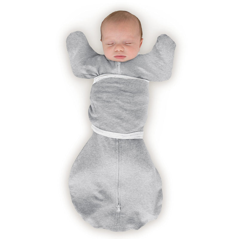 SwaddleDesigns Omni Swaddle Sack for Newborn, Transitional Swaddle Sack with Wrap & Arms Up Sleeves & Mitten Cuffs, Easy Transition Swaddle Sleep Sack, Heathered Gray, Small, 0-3 Months