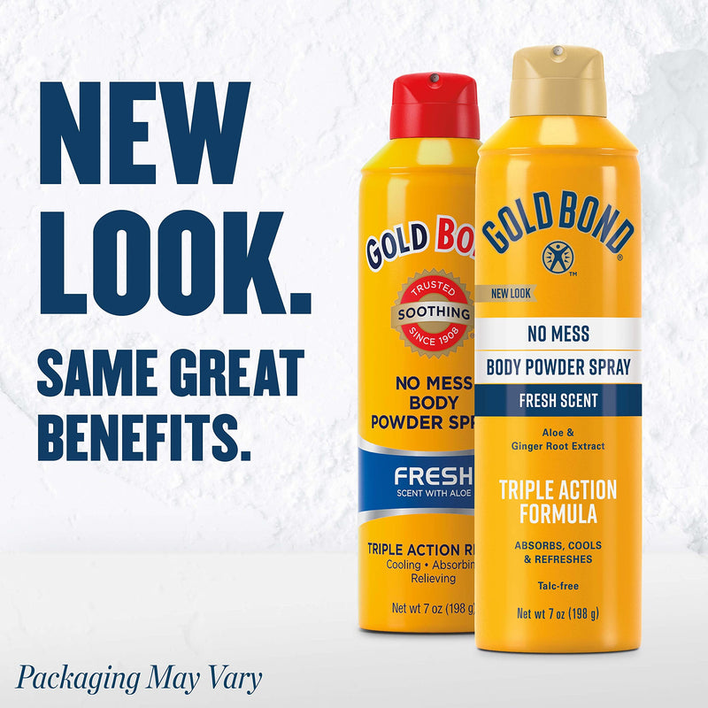 Gold Bond No Mess Talc-Free Foot and Body Powder Sprays, 7 oz., Fresh Scent, With Triple Action Formulas
