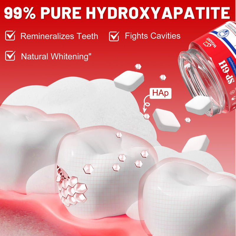 [Australia] - SP-6 Probiotics & Hydroxyapatite Toothpaste Tablets - Remineralizing Enamel Repair, Fluoride-Free Whitening, Mint Fresh Travel Tabs (62 Count) 