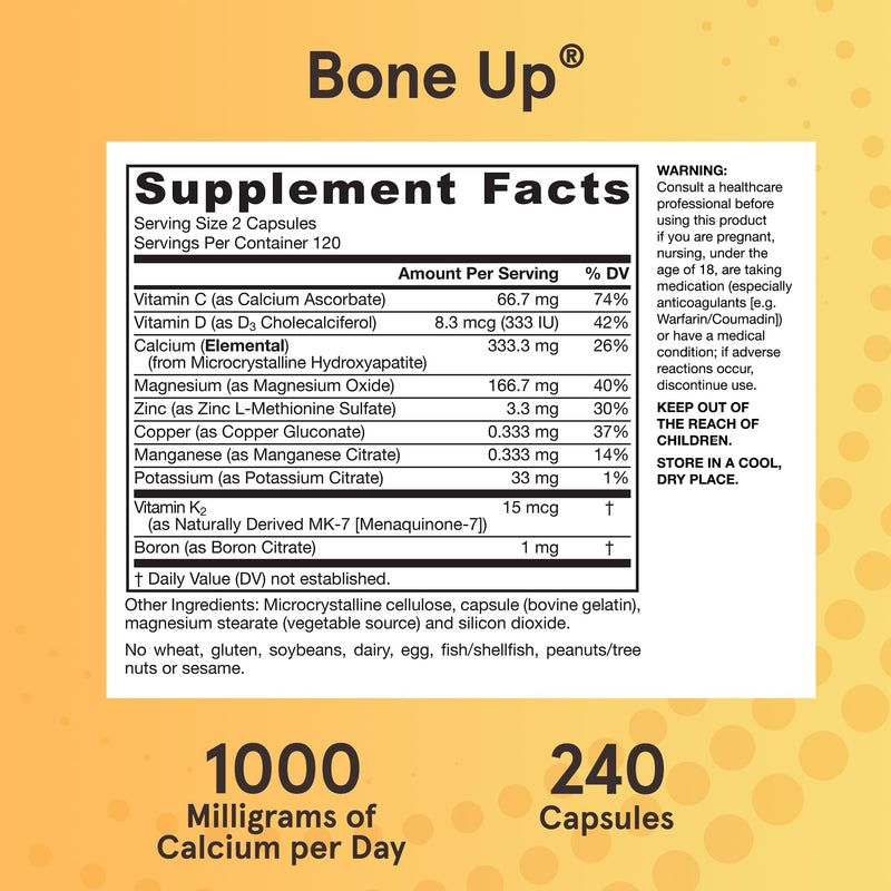 [Australia] - Jarrow Formulas BoneUp for Bone Density - Vitamin D3 and K2, Calcium Support, 240 Capsules, Promotes Skeletal Nutrition, Up to 40 Days Supply Unflavored 240 Count (Pack of 1) 