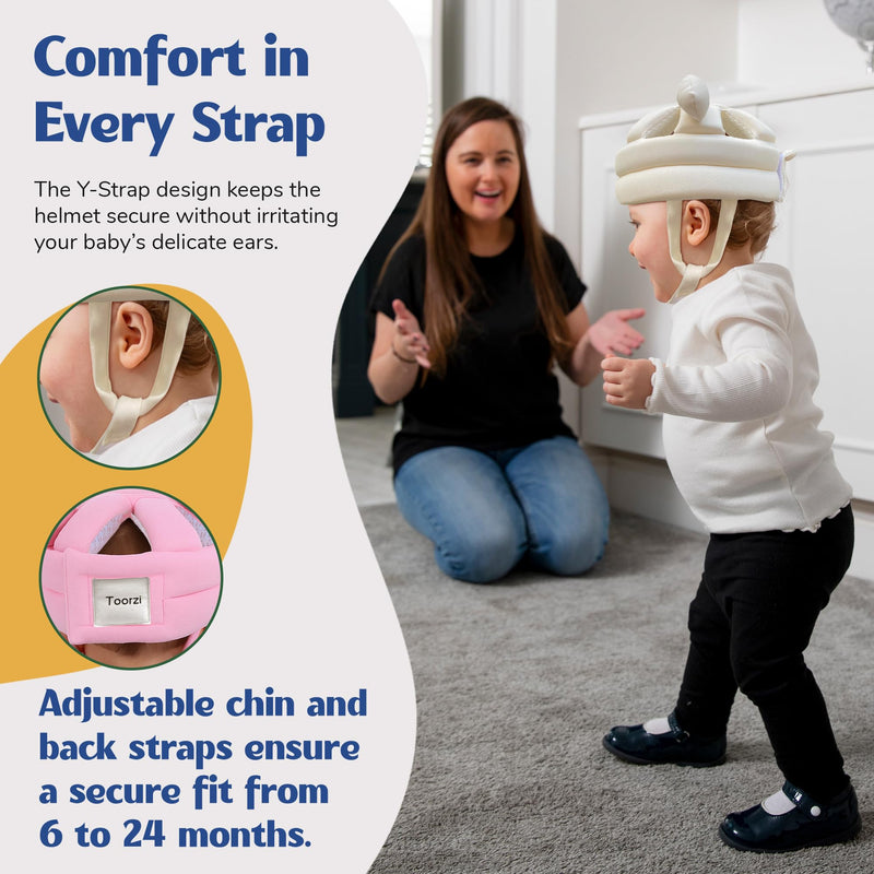 [Australia] - Baby Head Protector for Crawling Walking, Infant Helmet with Foam Bumpers, Adjustable Baby Helmet for Crawling Walking, Toddler Helmet - Head Protector for Baby Walking 6-24 Months. Beige 