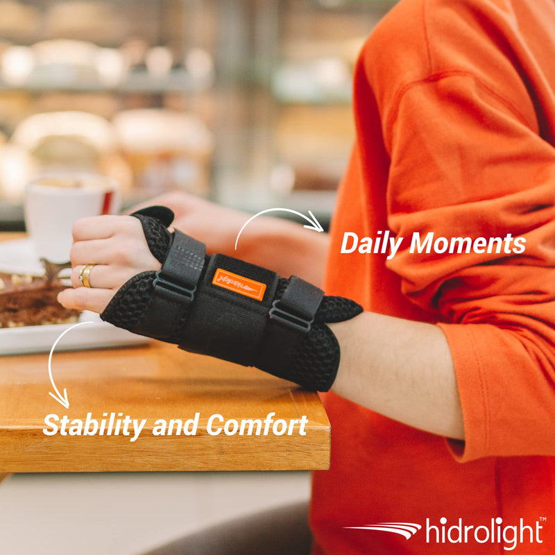 [Australia] - HIDROLIGHT - Comfort Air Orthosis for Left Hand Brace - Pain Relief Wristbands, or Tendonitis, Arthritis, Sprains, Carpal Tunnel - Non-Slip Grip, Adjustable Stripe, Wrist Support - Black, Medium 1 