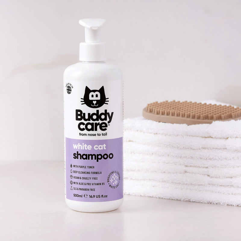 White Cat Shampoo by Buddycare - Brightening and Whitening Shampoo for Cats - Deep Cleansing, Fresh Scented - with Aloe Vera and Pro-Vitamin B5(16.90oz) - PawsPlanet Australia