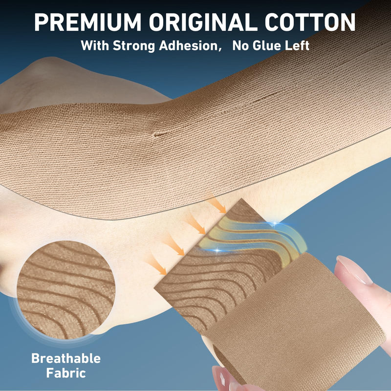 12 Count Kinesiology Tape for Thumb, Pre-Cut Waterproof KTquick Thumb Tape for Thumb Pain Relief Pre Cut, Original Cotton Athletic Tape, Durable Thumb Tape for Sports and Long-Lasting Support (Beige) Beige