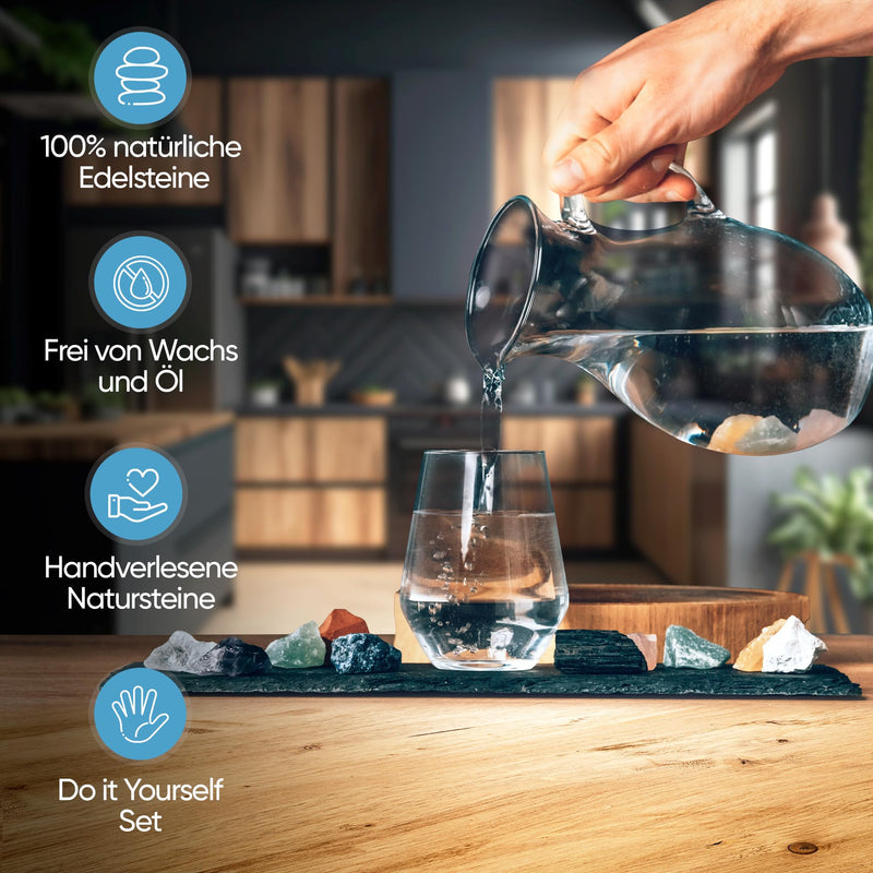 [Australia] - PURAJA All in One Gemstone Set | Put together all water stone mixtures yourself One piece of each of the 10 most popular water and healing stones | 100% natural stones 300g 