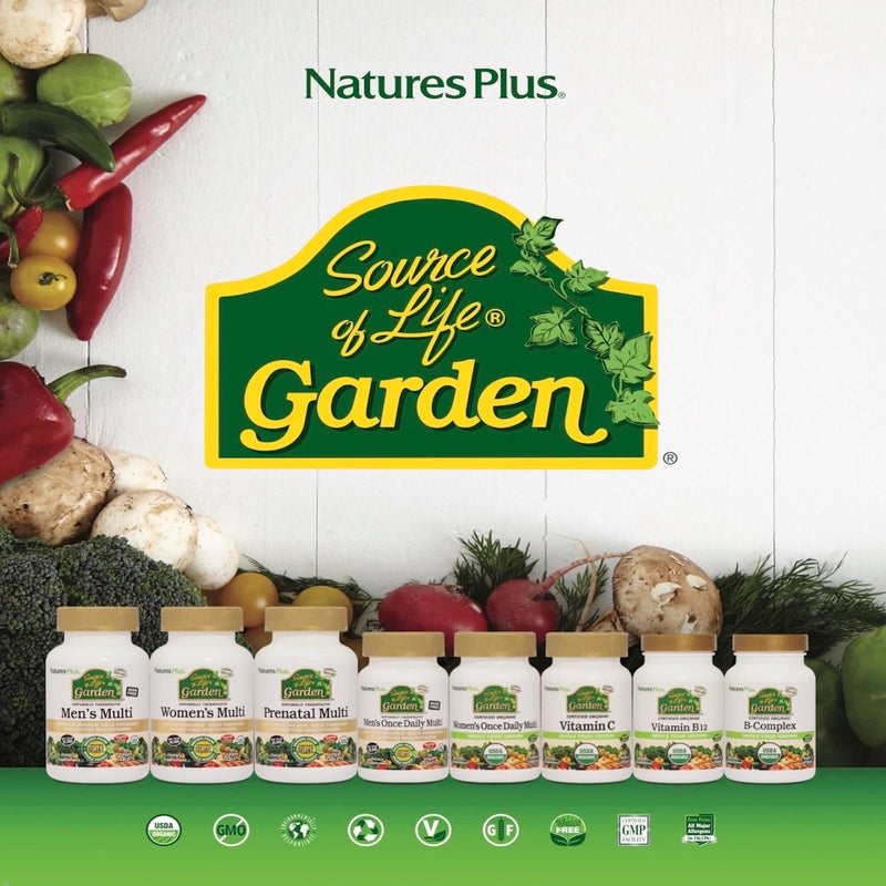 NaturesPlus Source of Life Garden Organic Vitamin C - Gentle Vitamin C from Amla Fruit with Bioflavonoids - Collagen, Beauty, Immune Support - Vegan, Gluten Free - 60 Capsules