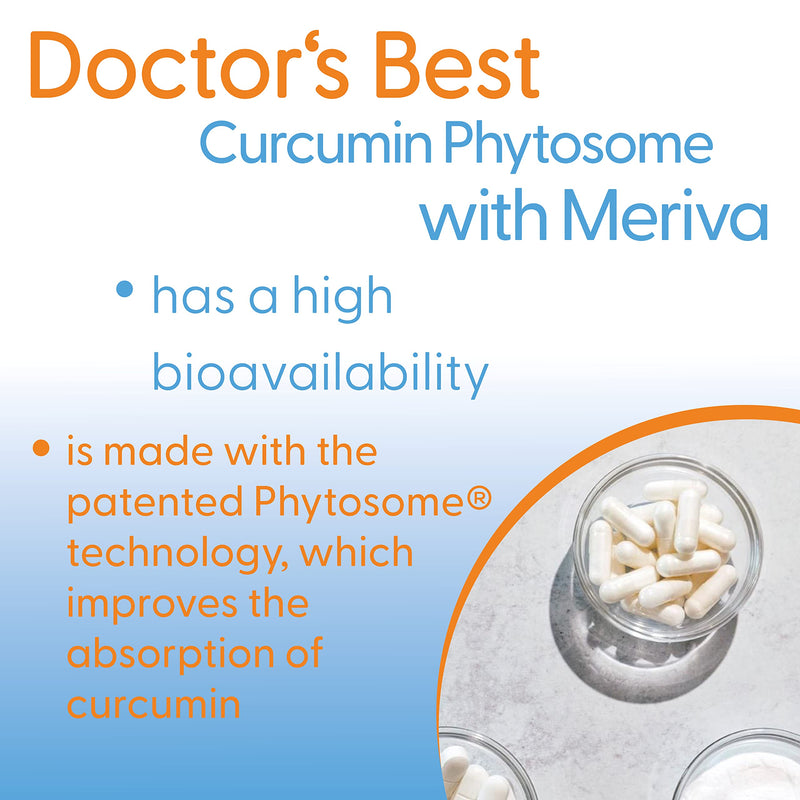 Doctor's Best, Curcumine Phytosome with Meriva, 500mg, 60 Vegan Capsules, Gluten Free, SOYA Free, Vegetarian