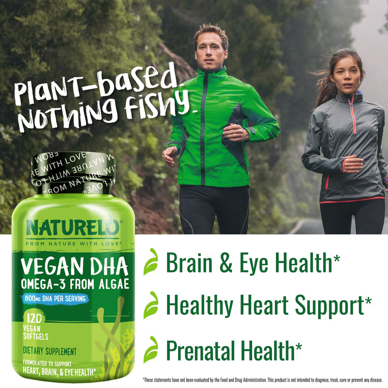 [Australia] - NATURELO Vegan DHA - Omega 3 Oil from Algae - Supplement for Brain, Heart, Joint, Eye Health - Provides Essential Fatty Acids for Women Men and Kids - Complements Prenatal Vitamins - 120 Softgels 120 Count (Pack of 1) 