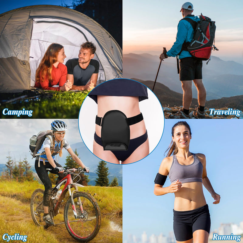 [Australia] - Ostomy Bag Covers with Adjustable Elastic Colostomy Support Belt Pouch Stoma Ileostomy Supplies for Women Men Black 