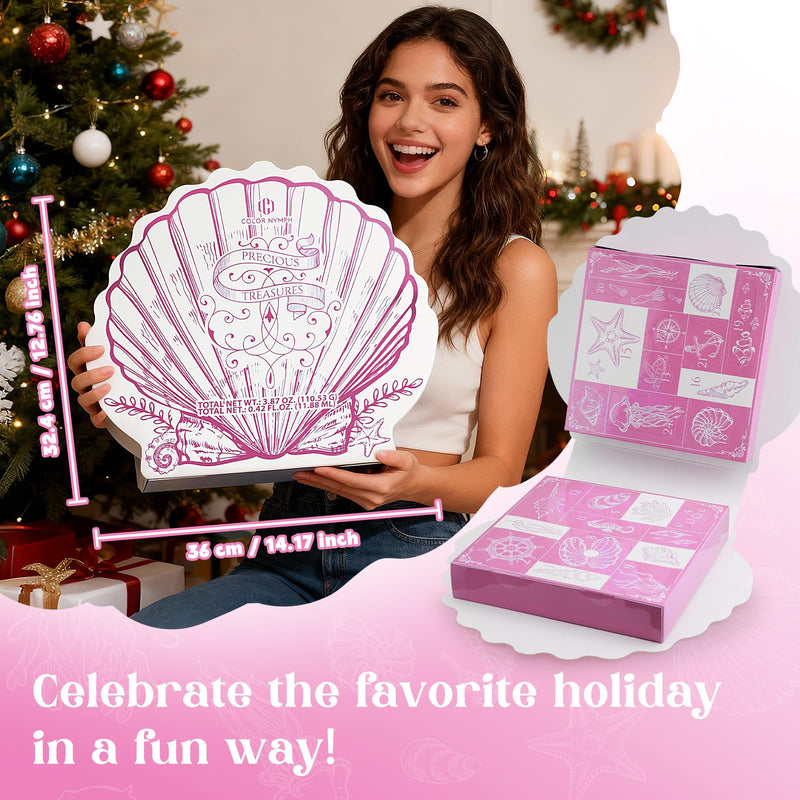 [Australia] - Color Nymph Makeup Advent Calendar 2025, 24 Days Surprise Beauty Makeup Gift Sets for Adlut Women & Teen Girls, 2025 Christmas Countdown Calendar Holiday Full Cosmetic Kit (Pink) 