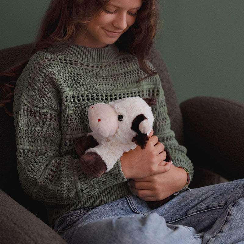 [Australia] - Habibi Plush heat cushion/stuffed toy for children and adults - 1826 cow with millet filling, heat cuddly toy for heating in the microwave/oven, also ideal for babies 