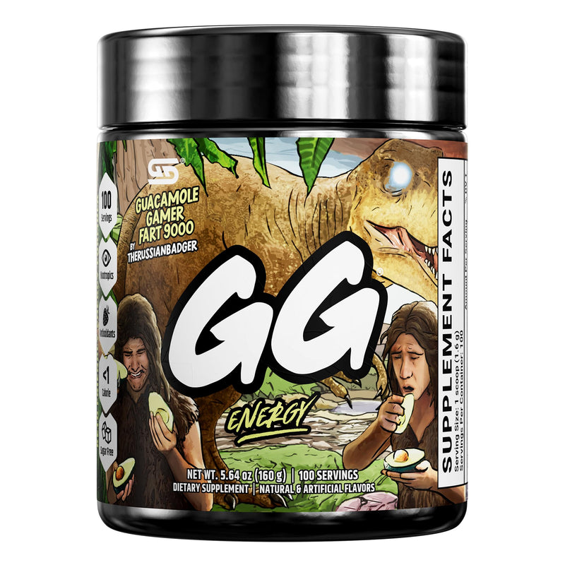 [Australia] - Gamer Supps, GG Energy Guacamole Gamer Fart 9000 (100 Servings) - Keto Friendly Energy and Nootropic, Sugar Free Caffeine + Vitamins - Powder Energy Drink 