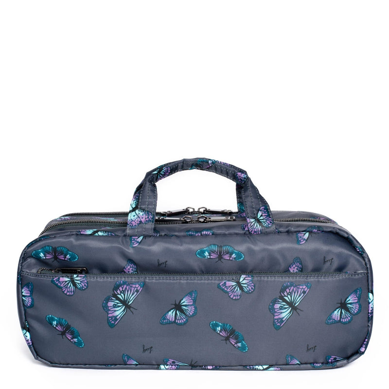 Lug Flatbed Slim Cosmetic Case for Women – Travel Toiletry Organizer with Multiple Compartments, Lightweight Water-Resistant Polyester – Resort Black