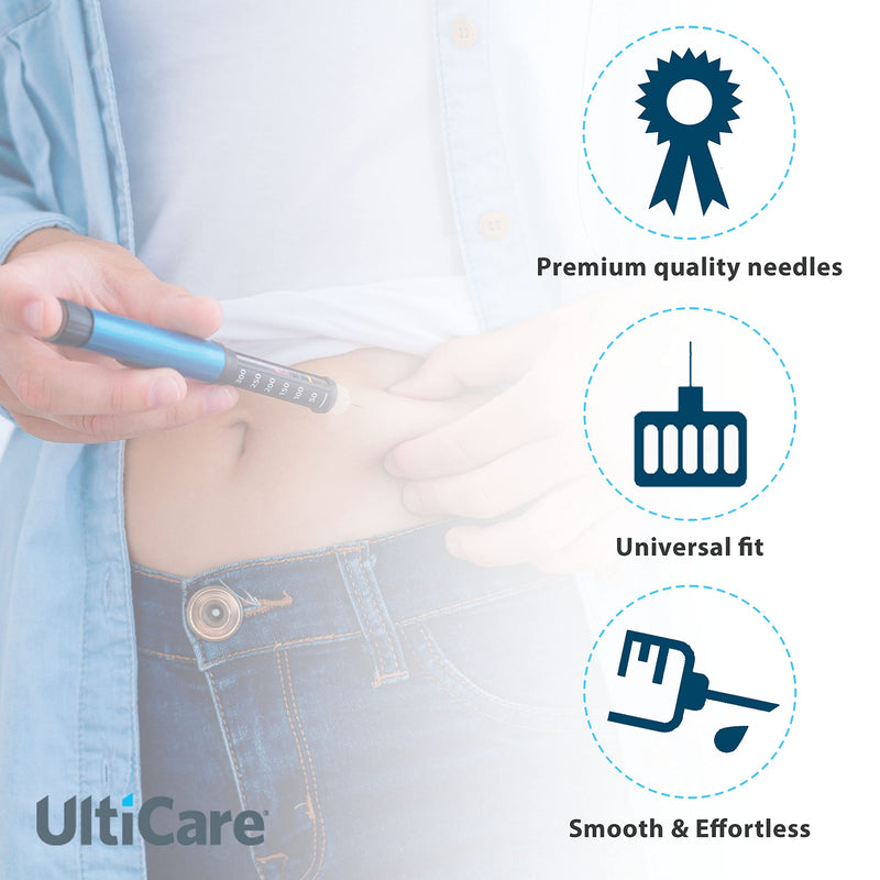 [Australia] - UltiCare Pen Needles 4mm (5/32”) x 32G Micro, 100 Count: for At-Home Insulin Injections, Compatible with Most Pen Injector Devices 