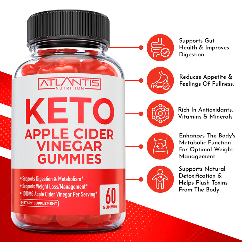 60 Keto Apple Cider Vinegar Gummies Advanced Weight Loss + 60 Ashwagandha Gummies - 1500MG Ashwagandha Per Serving