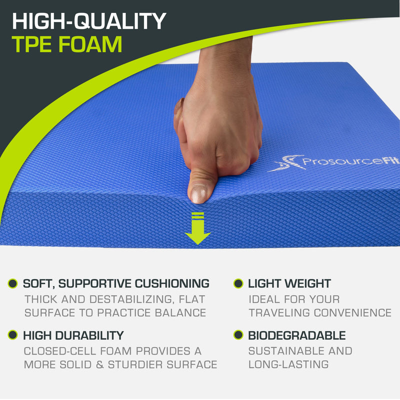 ProsourceFit Exercise Balance Pad, Non-Slip Cushioned Foam Mat & Knee Pad for Fitness and Stability Training, Yoga, Physical Therapy Blue L - (15.5" x 12.75")