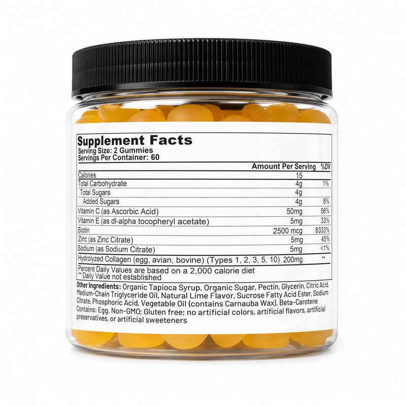 Hydrolyzed Collagen Gummies for Men & Women, Clinically Inspired, Types 1 2 3 5 10, Gluten-Free, Non-GMO, Gelatin-Free, 200mg per Serving, Lime Flavor (120 Gummies)