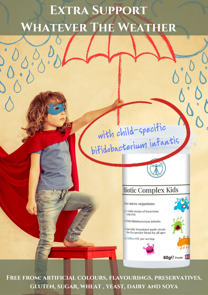 Biotic Complex Kids – 7-Strain Probiotic & Prebiotic for Children with Bifidobacterium Infantis – Gentle Digestive Support for Children – Tasteless, Easy Mix, 60g