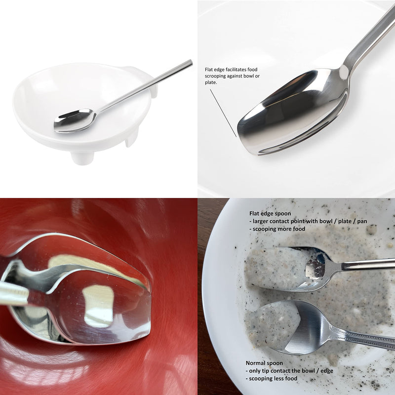 [Australia] - Silverware Adaptive Spoons for Parkinson's - Utensils for Elderly, Disabled, Adults, Parkinson's Patients, Handicapped, Non-Weighted Flat Edge Spoon by Senior ICare 
