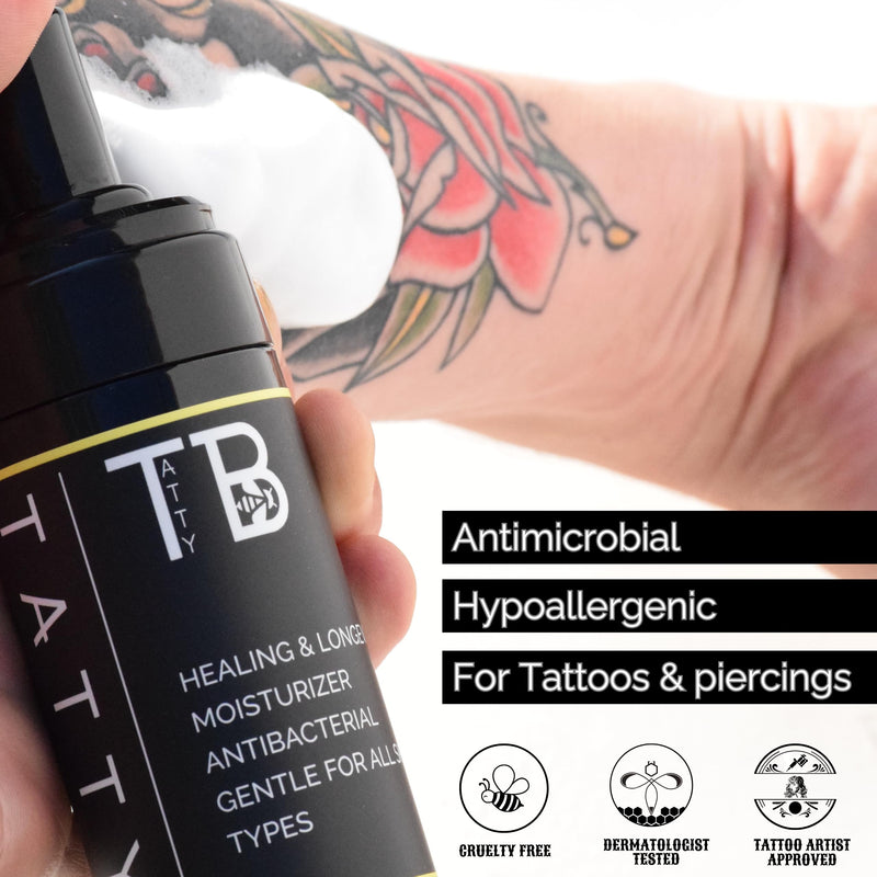 [Australia] - Tattoo Cleansing Foam – Gentle Tattoo Aftercare Soap & Piercing Wash • Hydrating Foam Cleanser for New Tattoos • 6.8 fl oz 200ml/6.8 Fl Oz 