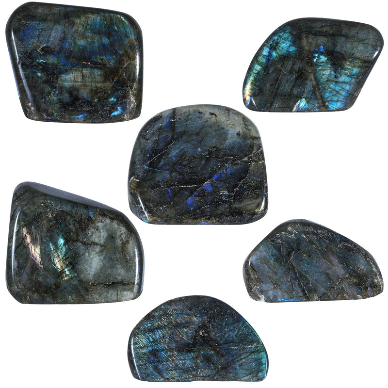 moonsix Natural Labradorite Upright Crystal Rock Slab, 1.18-3.74 inch | Irregular Polished Palm Stone for Home Office Table Decor for Reiki Healing 201-300 Gram