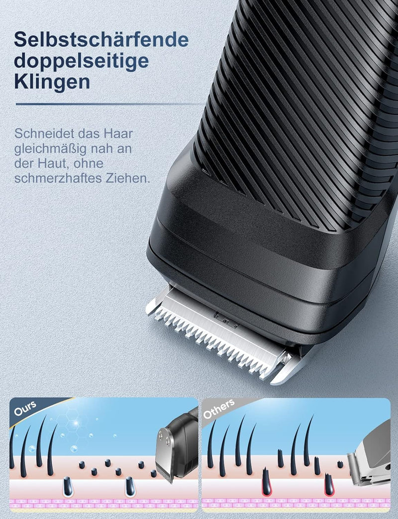[Australia] - Beard trimmer men's hair trimmer, all-in-1 beard trimmer, nose hair trimmer, wireless, USB rechargeable and waterproof electric razor with 7 attachment combs, ultra-sharp blade TC-509 