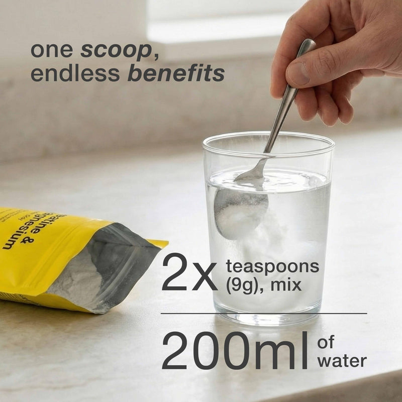 fourfive Creatine & Magnesium Powder (Creatine Monohydrate) Easy Dissolve & Vegan with Lemon Flavour, Strength Power & Recovery - 270g Pouch (30 Servings)