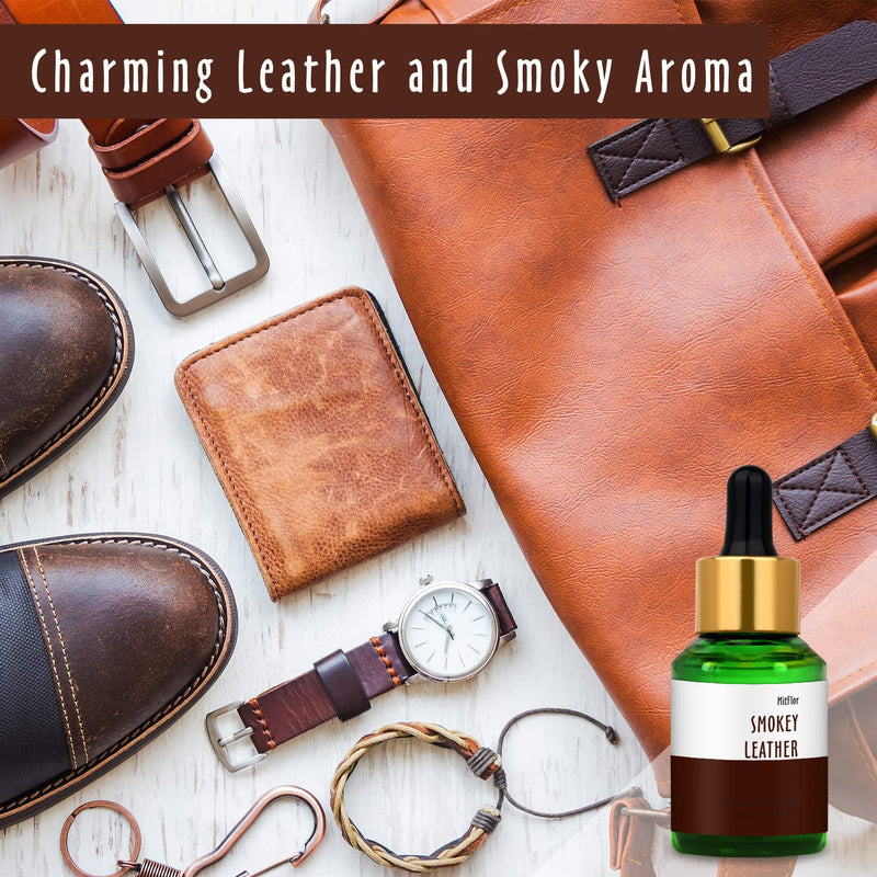 MitFlor Oud Tobacco & Smokey Leather Fragrance Oil - 30ml & 100ml, 2-Pack Aromatherapy Oil for Soap, Candle, Perfume & Diffuser