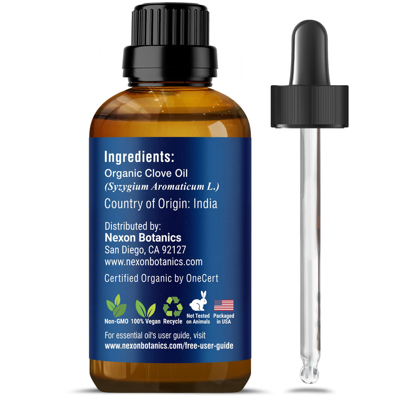 [Australia] - Organic Clove Essential Oil 30 ml - Pure, Undiluted Oil for Tooth Ache Ease - Soothes Sore Muscles - Clove Bud Essential Oil for Teeth, Gums, Toothache, Skin Use and Hair Care - Nexon Botanics 1 Fl Oz (Pack of 1) 