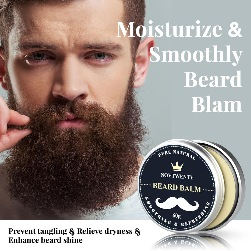 [Australia] - NOVTWENTY Beard Growth Set - 7-piece beard care set for men, including beard wash, beard oil and beard growth oil, beard conditioner, beard balm, beard comb, gift box set for boyfriend, husband, father 