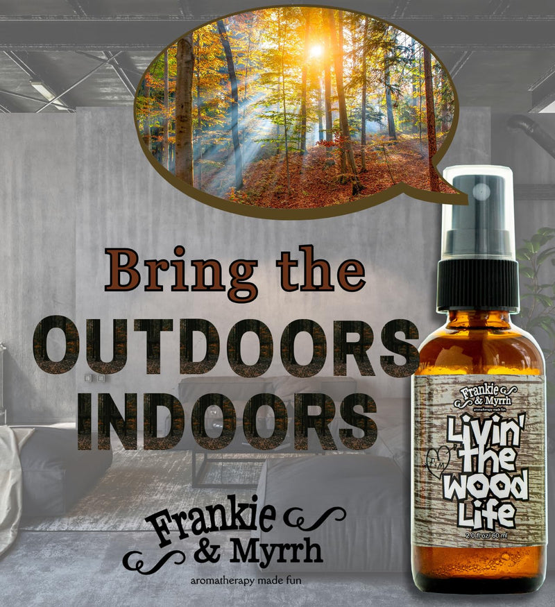 Frankie & Myrrh Livin' The Wood Life Aromatherapy Spray - Patchouli, Vanilla, Sandalwood, Cedar. Relaxation and Meditation Essential Oil Freshwater Mist. 100% Pure Oils. Patchouli, Vanilla, Cedar, Sandalwood 2 Fl Oz (Pack of 1)