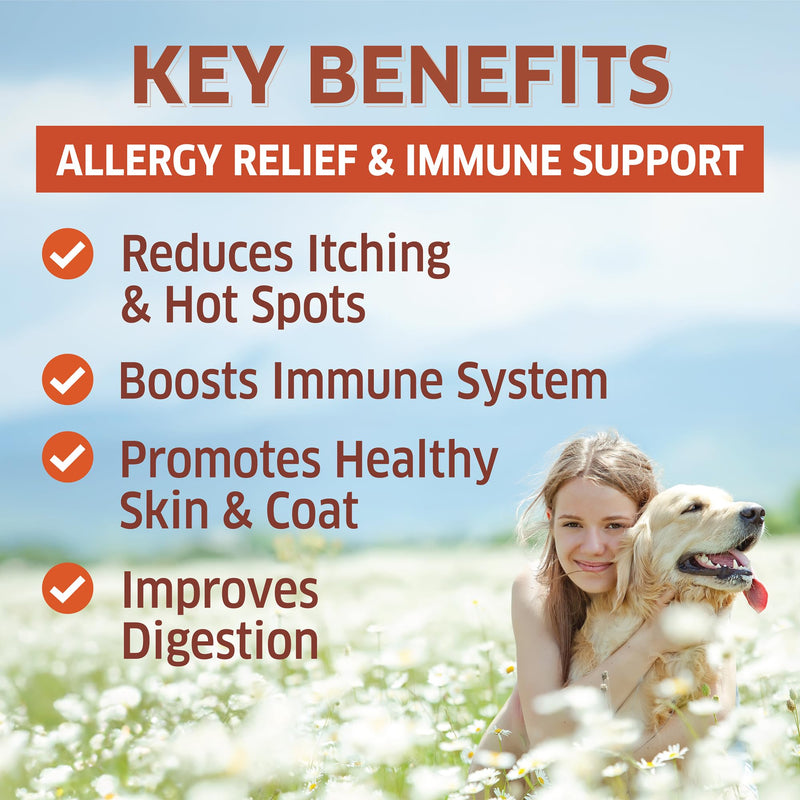 Dog Allergy Relief - Dog Allergy Chews - Itch Relief for Dogs - Anti Itch for Dogs - Dog Itchy Skin - Dog Allergy Support - Treats Hot Spots - Healthy Skin & Coat - Immune Health Supplement - 120 Ct - PawsPlanet Australia