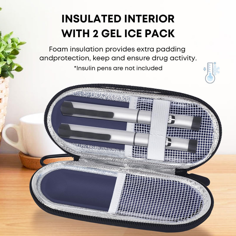 [Australia] - MOSLA Insulin Cooler Travel Case for Diabetic Organize Medication Insulated Cooling Bag with 2 Ice Packs for Insulin Pens and Other Diabetic Supplies Black 