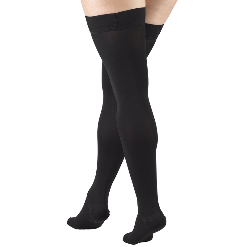 [Australia] - Truform 20-30 mmHg Compression Stockings for Men and Women, Thigh High Length, Dot Top, Closed Toe, Black, Medium Medium (1 Pair) 
