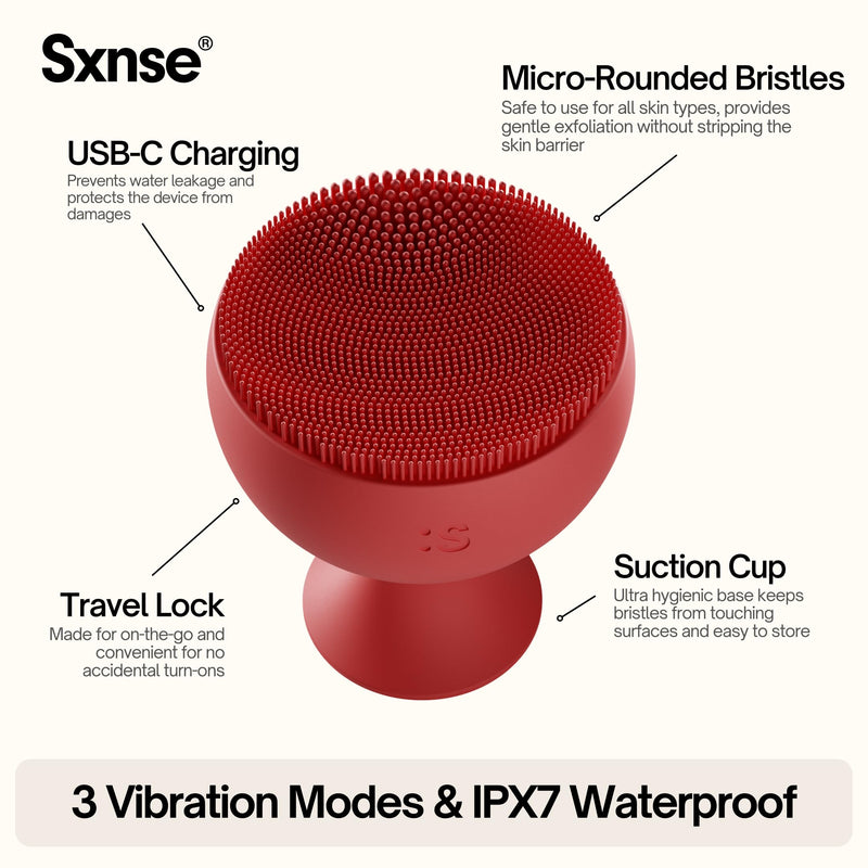 Palm Face Clean Pro⁺ - Silicon Electric Face Scrubber for Acne - IPX7 Waterproof and Rechargeable Face Exfoliator with Slip-Free Grip, 3 Speed Setting - Free from phthalates - Arctic