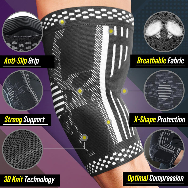 [Australia] - BLITZU 2 Pack Elbow Brace Support, Elbow Compression Sleeve Orthopedic Pain Relief for Golfer's, Tennis Elbow, Arthritis, Bursitis, Tendonitis Treatment, Workout, Fitness & Weightlifting. Black L Large 
