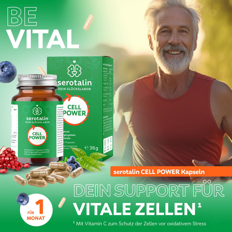 [Australia] - serotalin® CELL POWER NAC capsules - resveratrol & polyphenols + vitamin C | 100% vegan & made in Germany | 60 capsules for 2 months 
