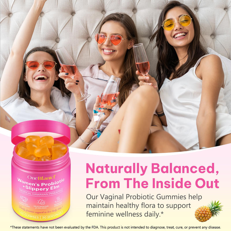 Vaginal Probiotics Gummies for Women - 60 Gummies, 30 Servings - Supports Vaginal Flora & pH Balance*- Pineapple Flavour, Vegan, Gluten Free - Daily Feminine Care Supplement