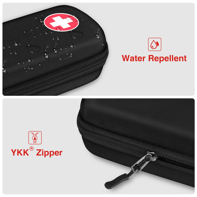 [Australia] - MEDMAX EpiPen Medical Carrying Case, Portable Emergency Bag Hard Shell EVA Shockproof Medicine Bag Organizer for 2 EpiPens, Asthma Inhaler, Anti-Histamine, Auvi-Q, Allergy Medicine Essentials Black M 