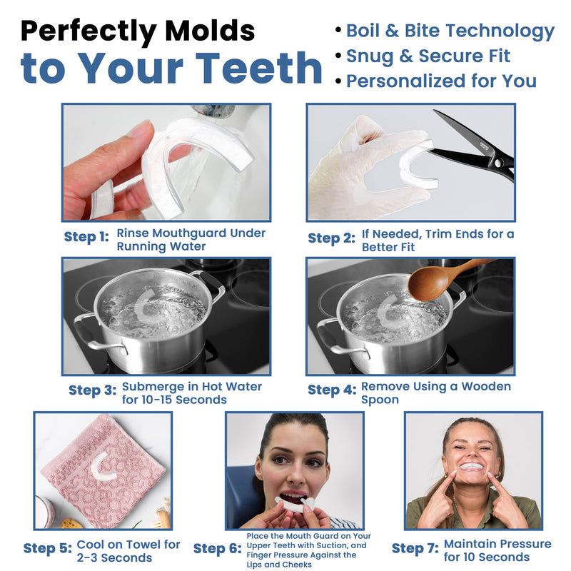 [Australia] - Mouth Guard for Grinding Teeth - 4 Pack, Thin and Trim Anti Grinding - Teeth Whitening Dental Guard, Stops Bruxism & Clenching Teeth at Night, USA Made - No BPA, Includes Night Mouth Guard Case 