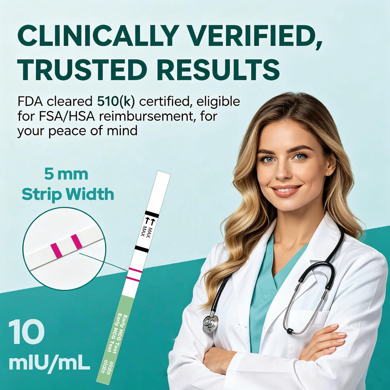 Elate Pregnancy Test Strips 10 MIU/ml High Sensitivity, 100 Count | Early Detection HCG Test, 99.99% Accurate Results, 6 Days Sooner 100-Pack