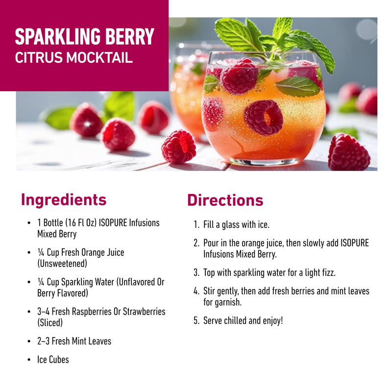 [Australia] - Isopure Clear Whey Isolate Protein Powder, Lactose Free, Gluten Free, Naturally Flavored, Mixed Berry, 20g Protein Per Serving, 14.1 Oz, 16 Servings (Packaging May Vary) 16 Servings (Pack of 1) 