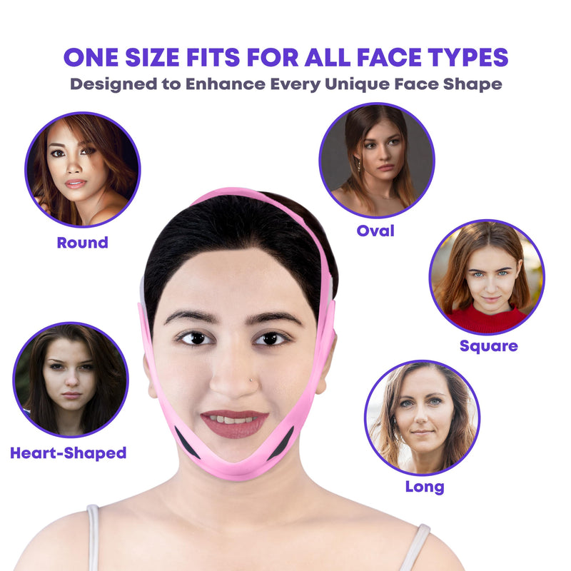 Silicone V Line Face Lifting Mask with Adjustable Double Chin Strap for Women Purple