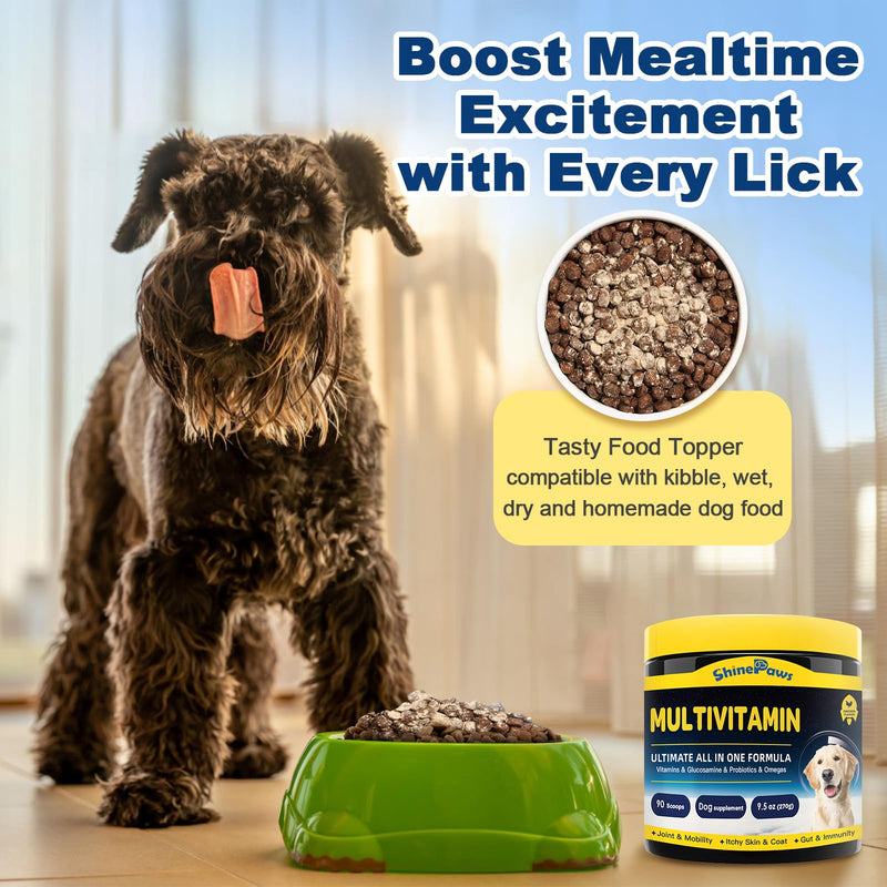 Dog Vitamins, Dog Multivitamin Powder, with Probiotics, Glucosamine, Omega 3, Support Gut, Joint & Mobility, Itch Skin & Coat, Minerals & Antioxidant for Immune Health, Daily Essential Dog Supplements 90 Scoops - PawsPlanet Australia