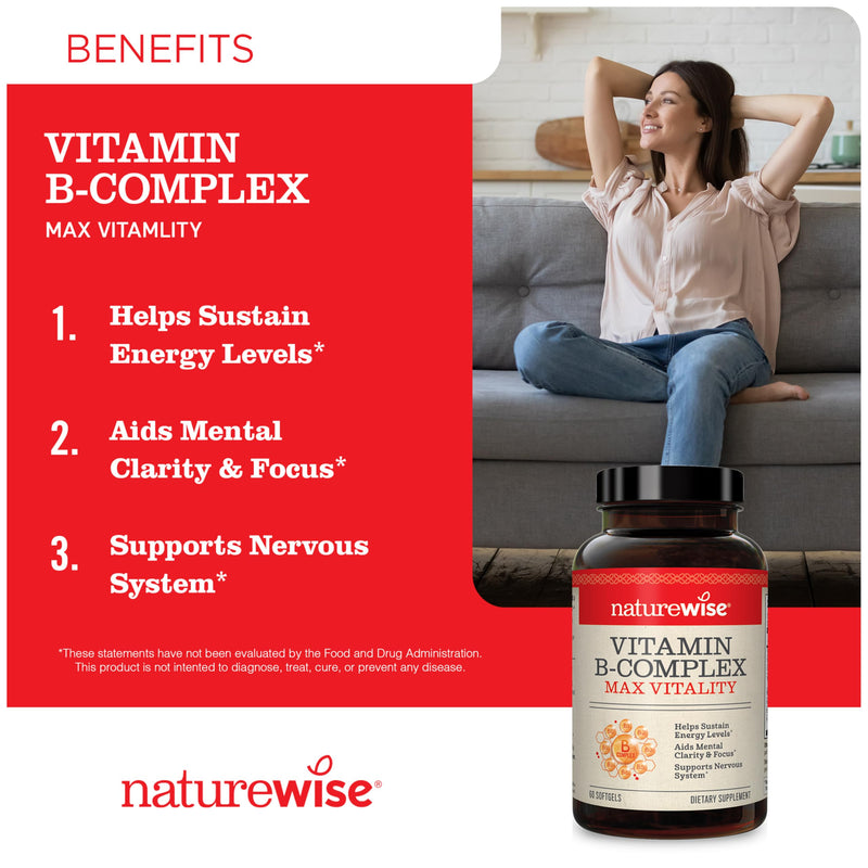 NatureWise 1000mg Omega 3 600mg EPA 400mg DHA with Vitamin E 180ct & Vitamin B Complex for Women and Men 150 Softgels[5-Month Supply]